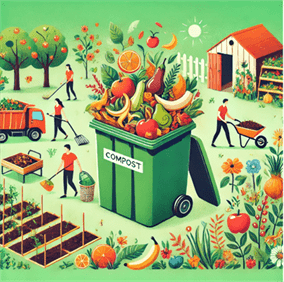 composting in a community garden.